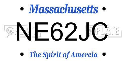 NE62JC Massachusetts License Plate