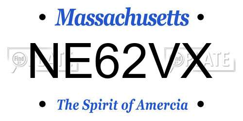 NE62VX Massachusetts License Plate