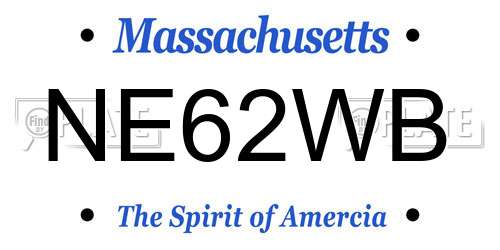 NE62WB Massachusetts License Plate