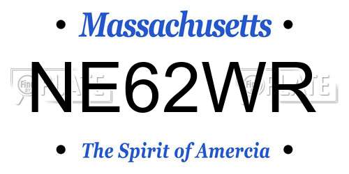 NE62WR Massachusetts License Plate