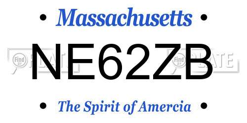 NE62ZB Massachusetts License Plate