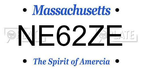NE62ZE Massachusetts License Plate