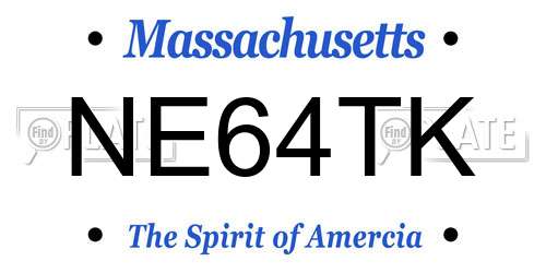 NE64TK Massachusetts License Plate