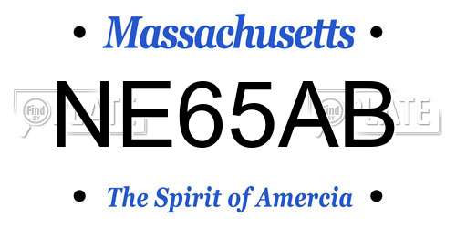 NE65AB Massachusetts License Plate