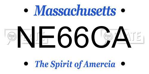 NE66CA Massachusetts License Plate