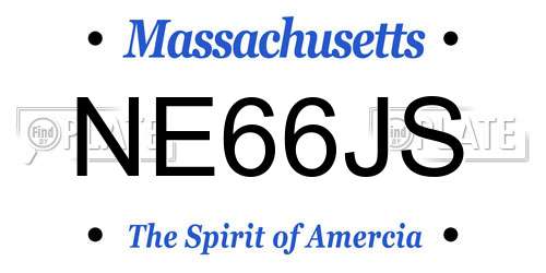 NE66JS Massachusetts License Plate