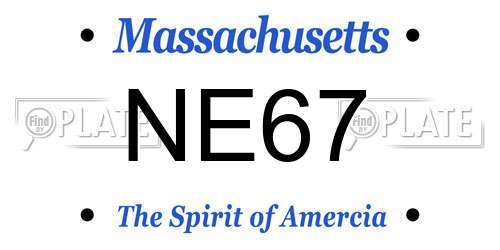 NE67 Massachusetts License Plate