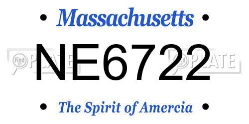 NE6722 Massachusetts License Plate