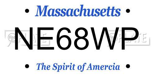 NE68WP Massachusetts License Plate