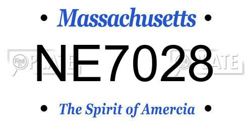 NE7028 Massachusetts License Plate