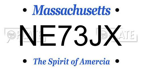 NE73JX Massachusetts License Plate