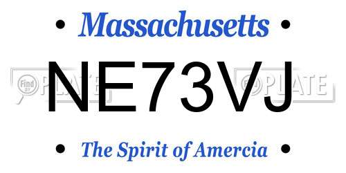 NE73VJ Massachusetts License Plate