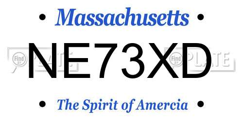 NE73XD Massachusetts License Plate