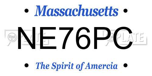 NE76PC Massachusetts License Plate