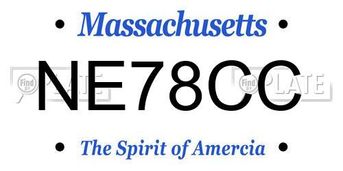 NE78CC Massachusetts License Plate