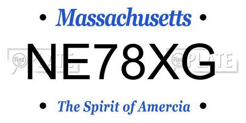 NE78XG Massachusetts License Plate