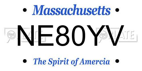 NE80YV Massachusetts License Plate
