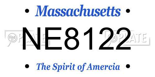 NE8122 Massachusetts License Plate
