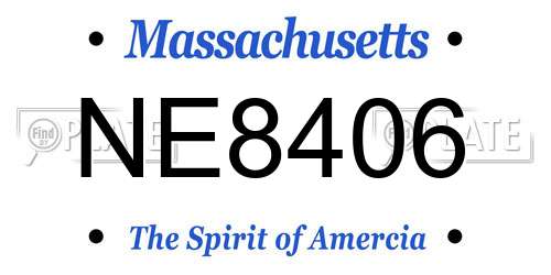 NE8406 Massachusetts License Plate