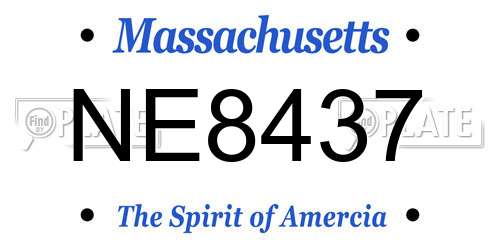 NE8437 Massachusetts License Plate