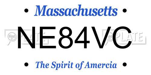 NE84VC Massachusetts License Plate