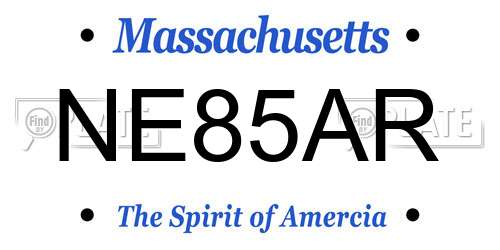 NE85AR Massachusetts License Plate
