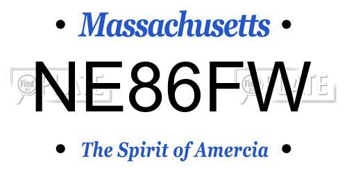 NE86FW Massachusetts License Plate