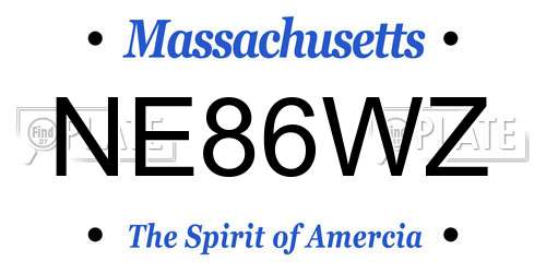 NE86WZ Massachusetts License Plate