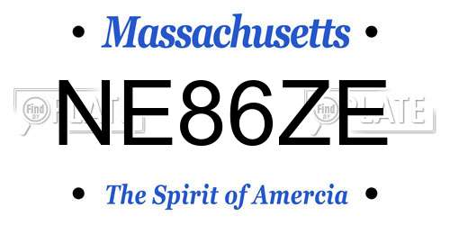 NE86ZE Massachusetts License Plate