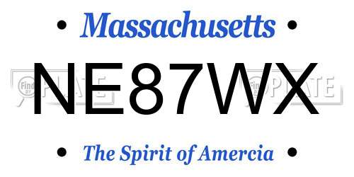 NE87WX Massachusetts License Plate