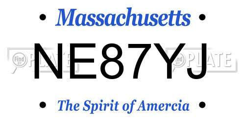 NE87YJ Massachusetts License Plate