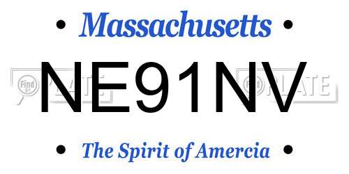 NE91NV Massachusetts License Plate