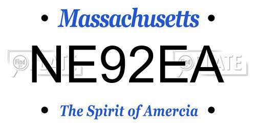 NE92EA Massachusetts License Plate