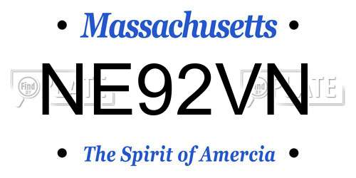 NE92VN Massachusetts License Plate