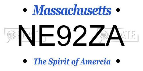 NE92ZA Massachusetts License Plate