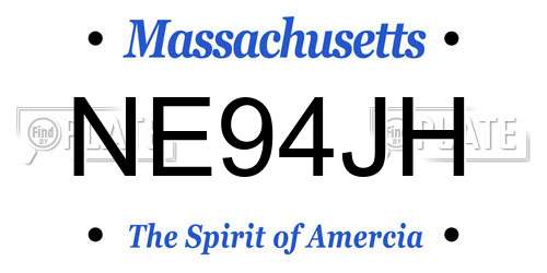 NE94JH Massachusetts License Plate