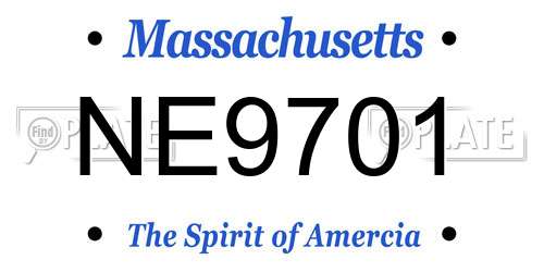 NE9701 Massachusetts License Plate