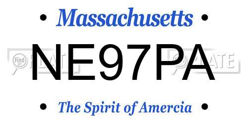 NE97PA Massachusetts License Plate