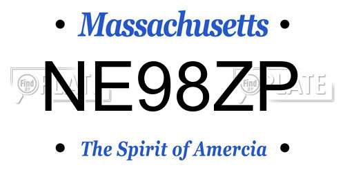 NE98ZP Massachusetts License Plate