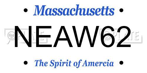 NEAW62 Massachusetts License Plate