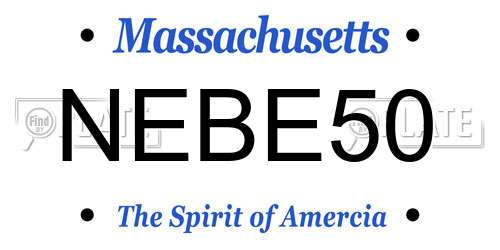 NEBE50 Massachusetts License Plate