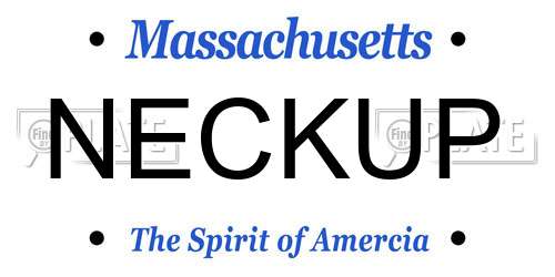 NECKUP Massachusetts License Plate