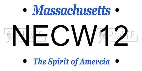 NECW12 Massachusetts License Plate