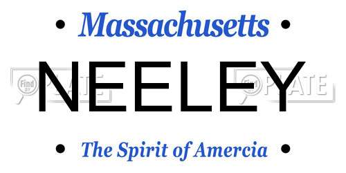 NEELEY Massachusetts License Plate