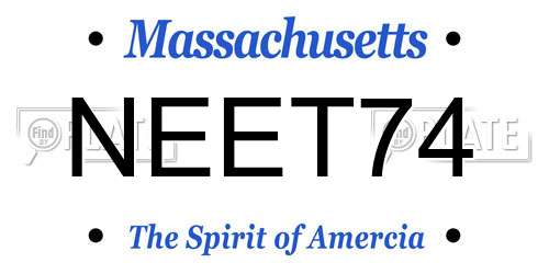 NEET74 Massachusetts License Plate
