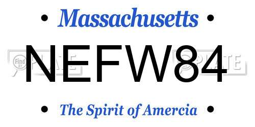 NEFW84 Massachusetts License Plate