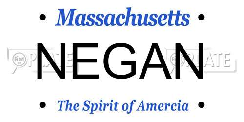 NEGAN Massachusetts License Plate