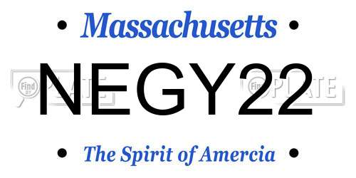 NEGY22 Massachusetts License Plate
