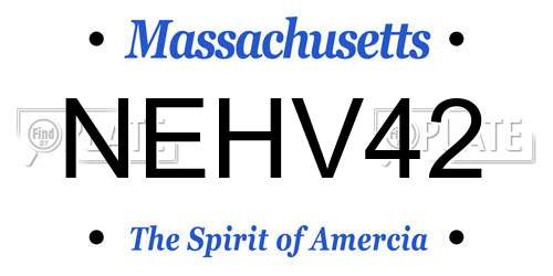 NEHV42 Massachusetts License Plate