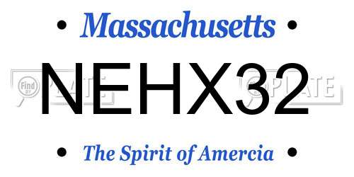 NEHX32 Massachusetts License Plate